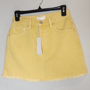 NWT Boyish Yellow Denim Button Fly Corey Mini skirt. Women's size 25.